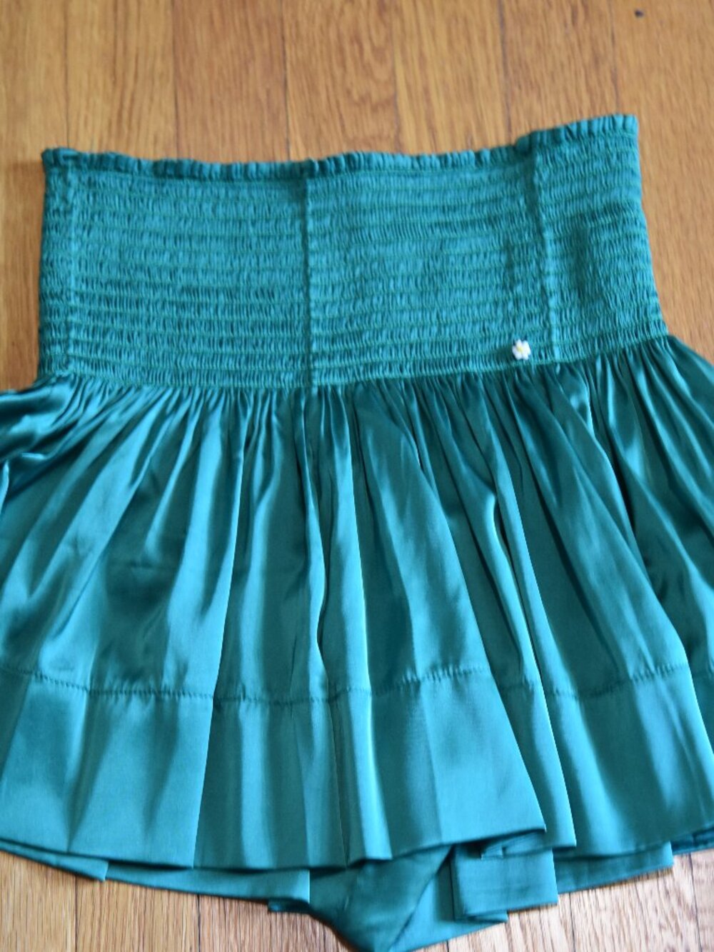 Natural Life Emerald Green Daisy Skort - Smocked Waist - Silky Flowy Mini